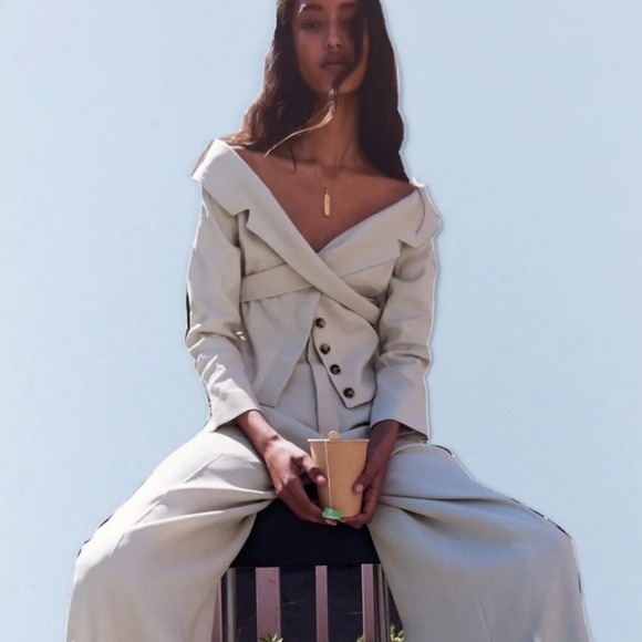 Zara Fitted Blazer Jacket Limited Edition in Stone, Size XS - Picture 3 of 17